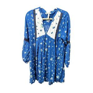 Matilda Jane Womens Blue Floral Flowy Dress M Day Tripping Boho Long Sleeve